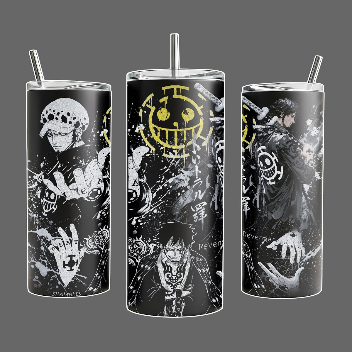 T.Law - OP Stainless Steel Insulated Travel Tumbler With Handle 20oz 40oz Surgeon Of Death Anime Design