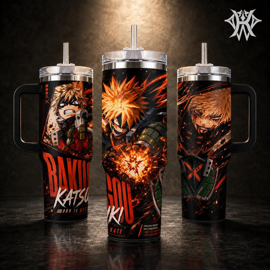 Bakugo Katsuki Anime Tumbler, My Hero Academia Insulated Travel Mug with Lid & Straw 20oz 40oz