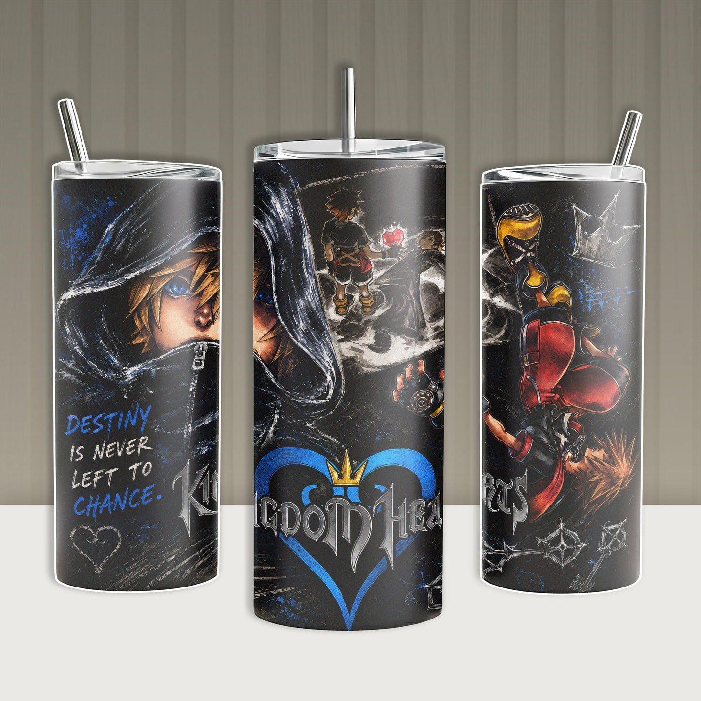 Kingdom Hearts Sora Roxas Tumbler 20oz 40oz with Handle Stainless Steel Insulated Travel Mug Video Game Water Bottle for Gamers KH Fans Anime Merch Christmas Birthday Gift with Straw Vacuum Cup