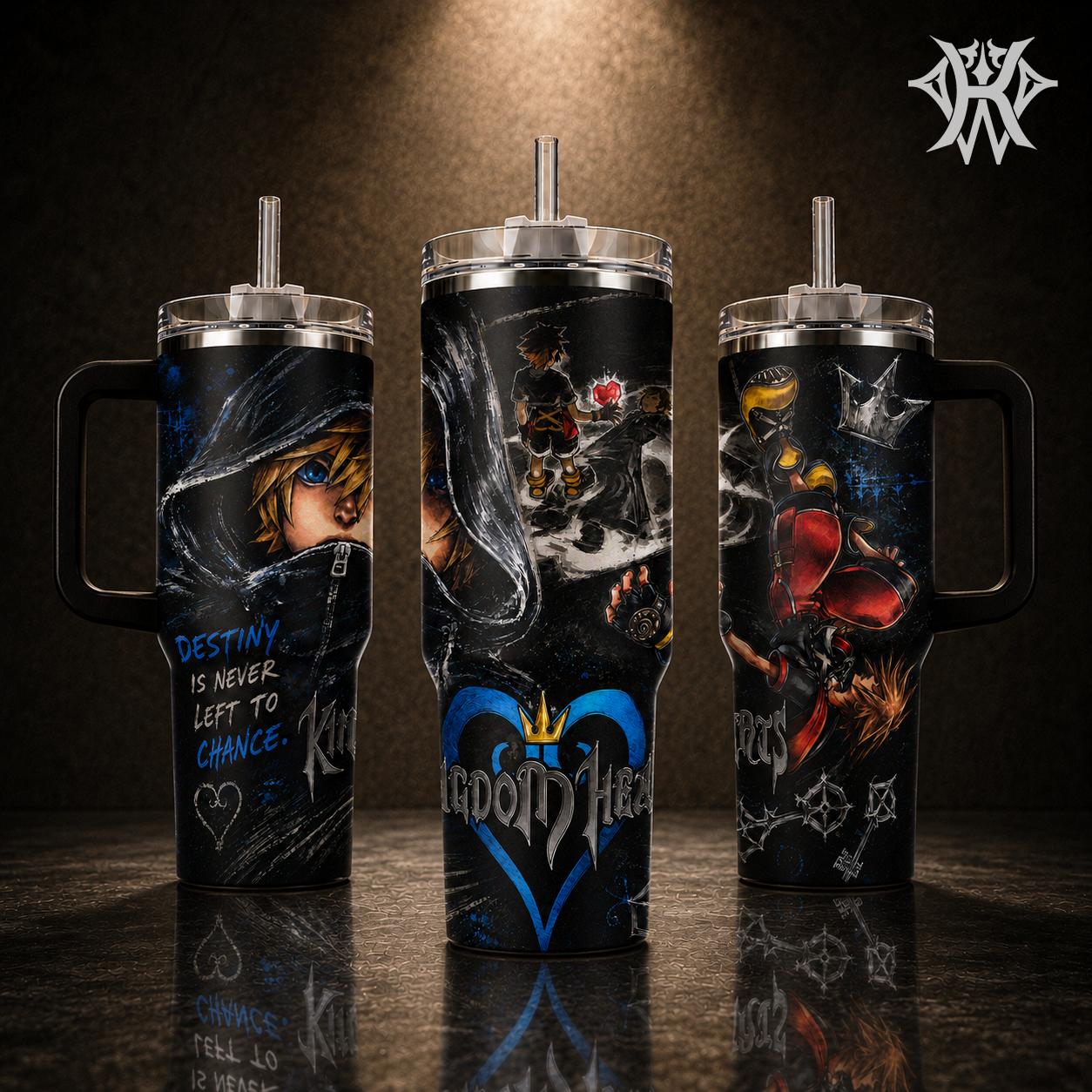 Kingdom Hearts Sora Roxas Tumbler 20oz 40oz with Handle Stainless Steel Insulated Travel Mug Video Game Water Bottle for Gamers KH Fans Anime Merch Christmas Birthday Gift with Straw Vacuum Cup