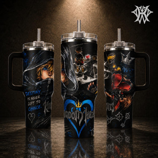 Kingdom Hearts Sora Roxas Tumbler 20oz 40oz with Handle Stainless Steel Insulated Travel Mug Video Game Water Bottle for Gamers KH Fans Anime Merch Christmas Birthday Gift with Straw Vacuum Cup
