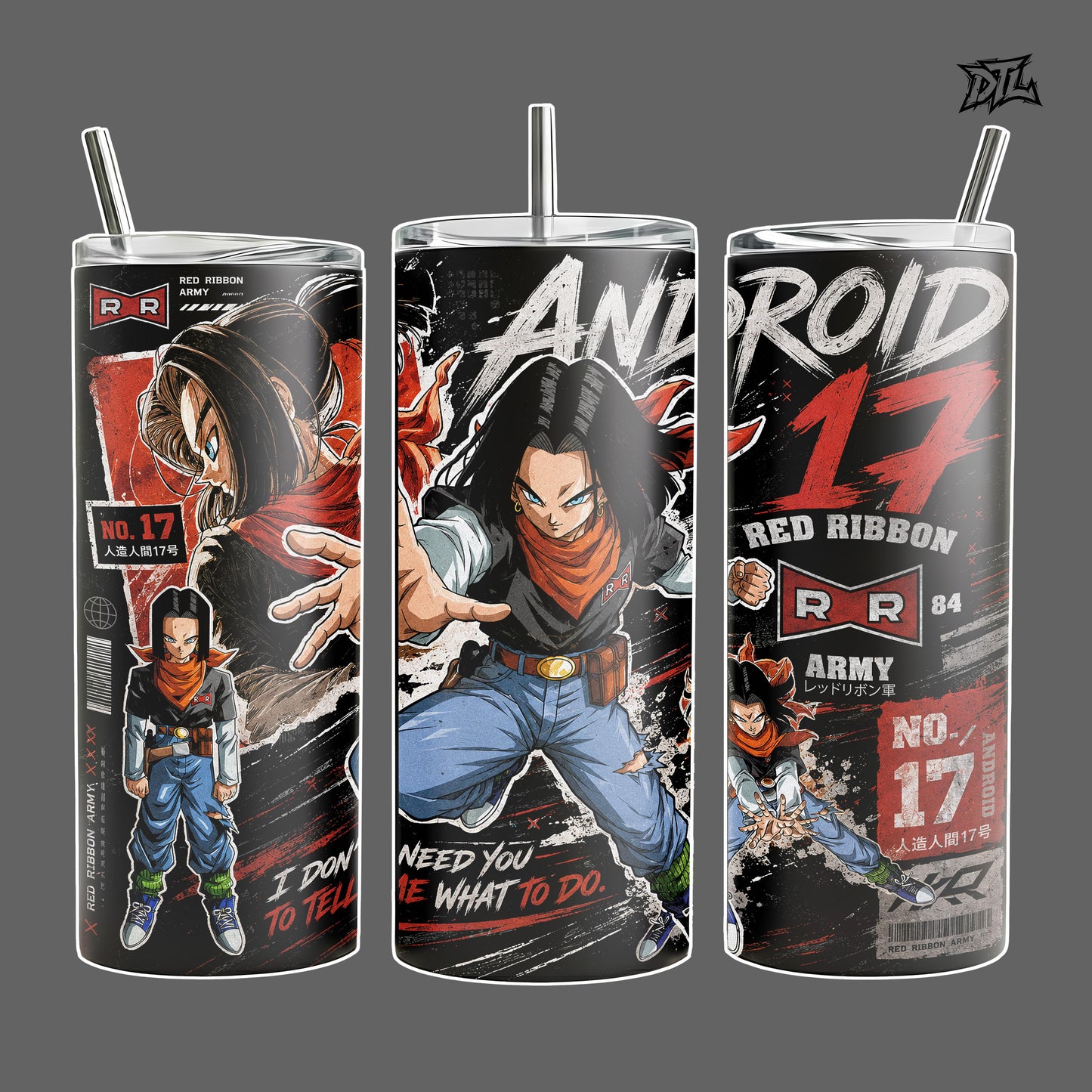 Dragon Ball Z Android 17 Printed Stainless Steel Vacuum Flask - 20oz/40oz Portable Coffee Tumbler