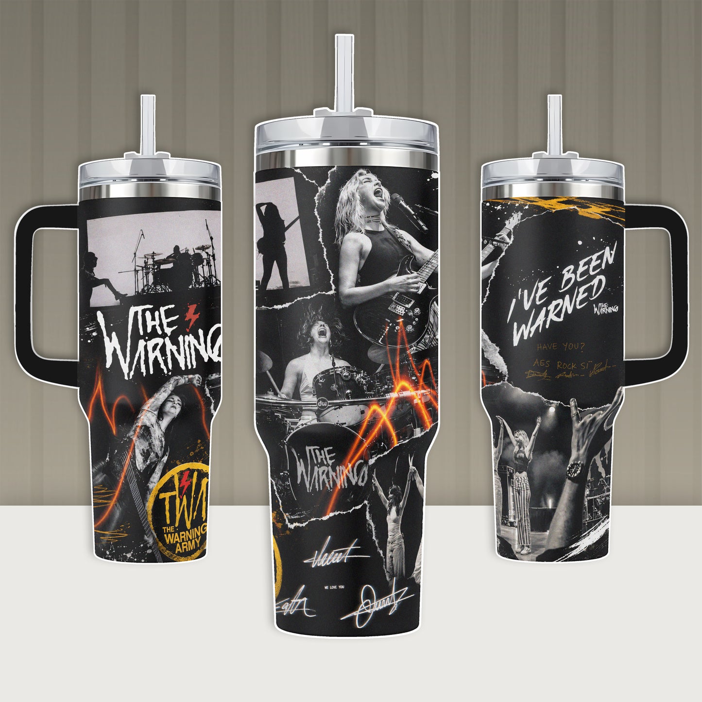 The Warning Rock Band Tumbler 20oz 40oz with Handle Merch The Warning Army TWA I've Been Warned Stainless Steel Insulated Travel Mug Music Fan Gift Rock Metal Merch Aesthetic Reusable Water Bottle Cup