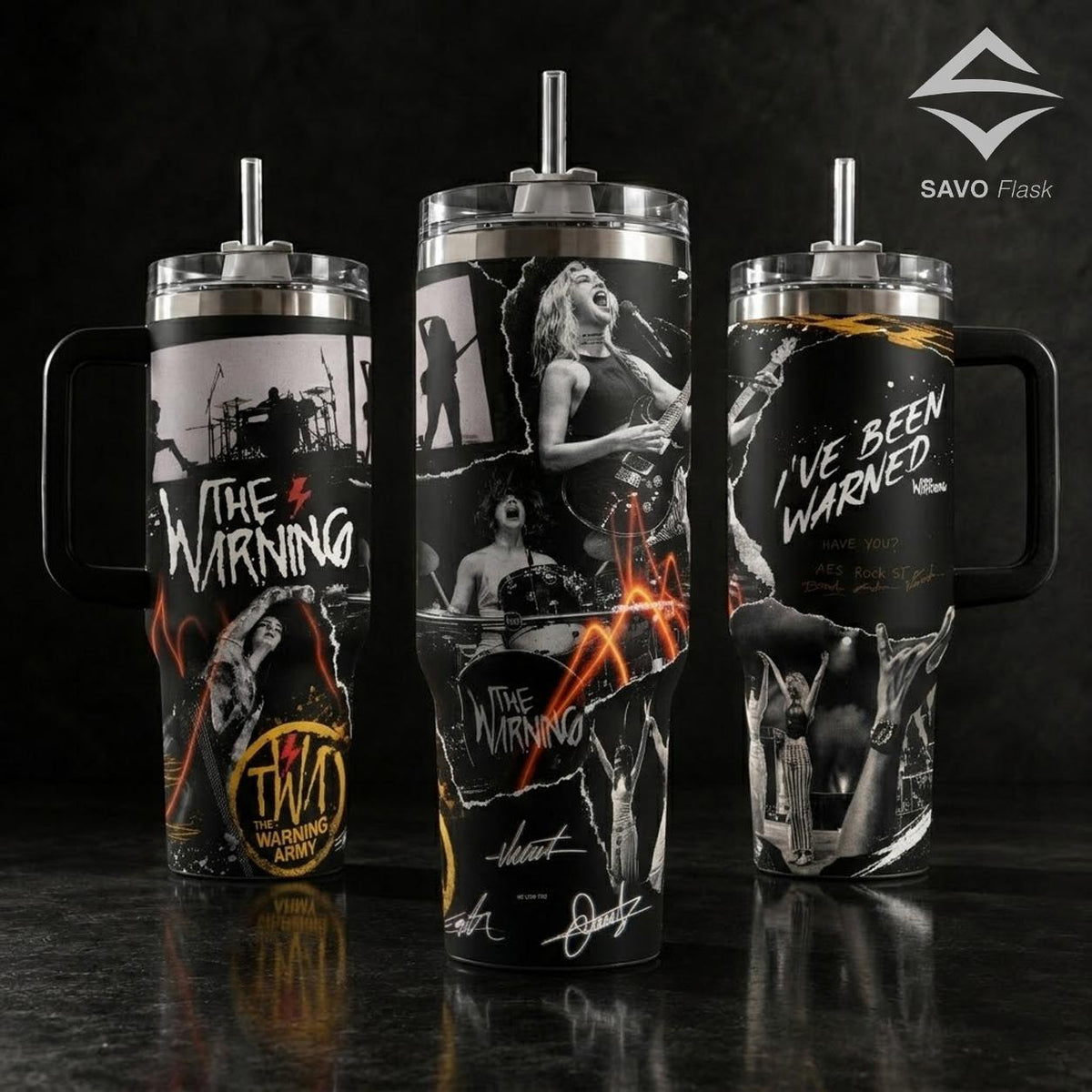 The Warning Rock Band Tumbler 20oz 40oz with Handle Merch The Warning Army TWA I've Been Warned Stainless Steel Insulated Travel Mug Music Fan Gift Rock Metal Merch Aesthetic Reusable Water Bottle Cup