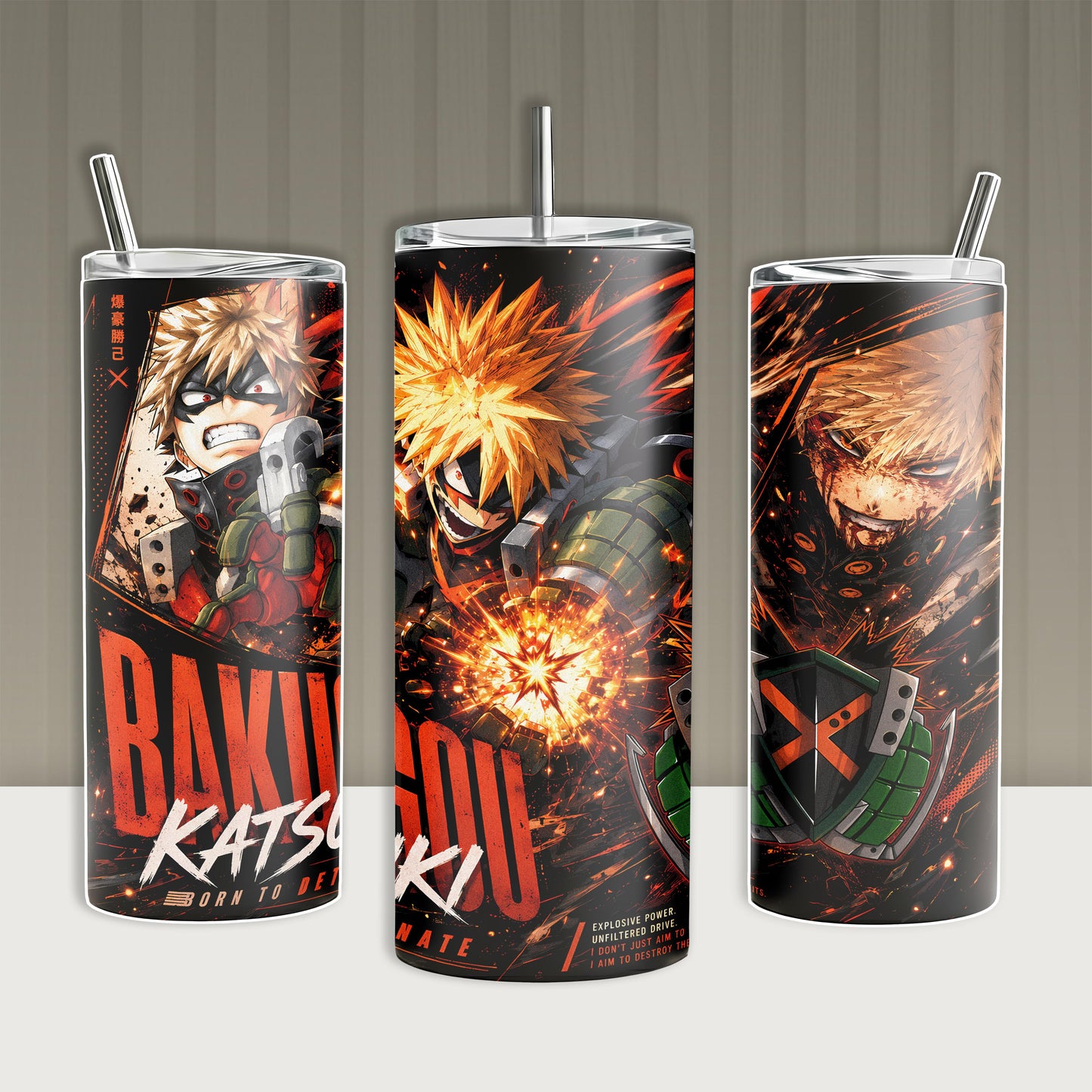 Bakugo Katsuki Anime Tumbler, My Hero Academia Insulated Travel Mug with Lid & Straw 20oz 40oz