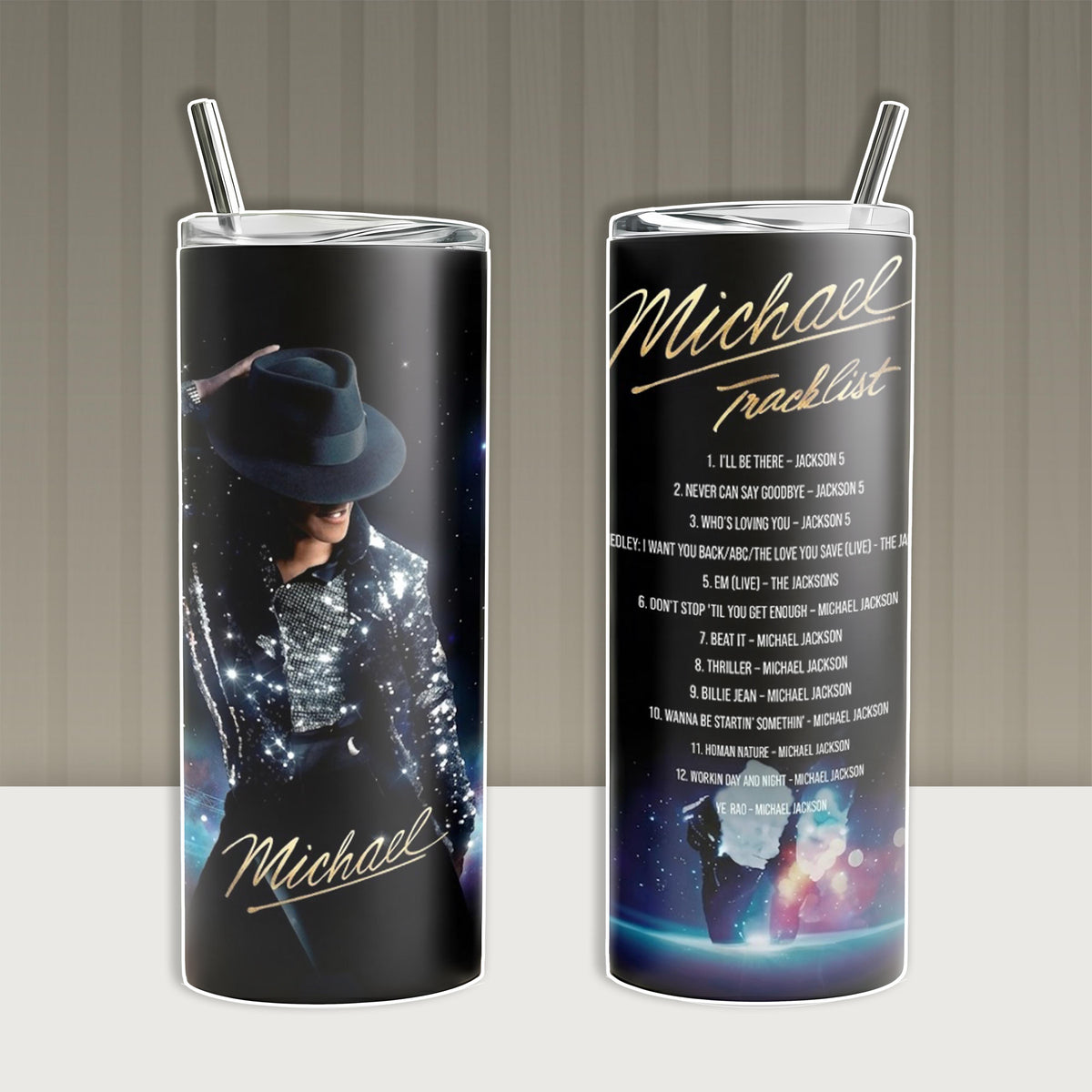 Elysian Sip - Michael Movie Series 40oz Tumbler High-Quality Insulated Tumbler V1, Michael Jackson Biopic Film Theme Tumbler With Handle, King of Pop Fan Gift Tumbler, Leakproof Travel Mug.