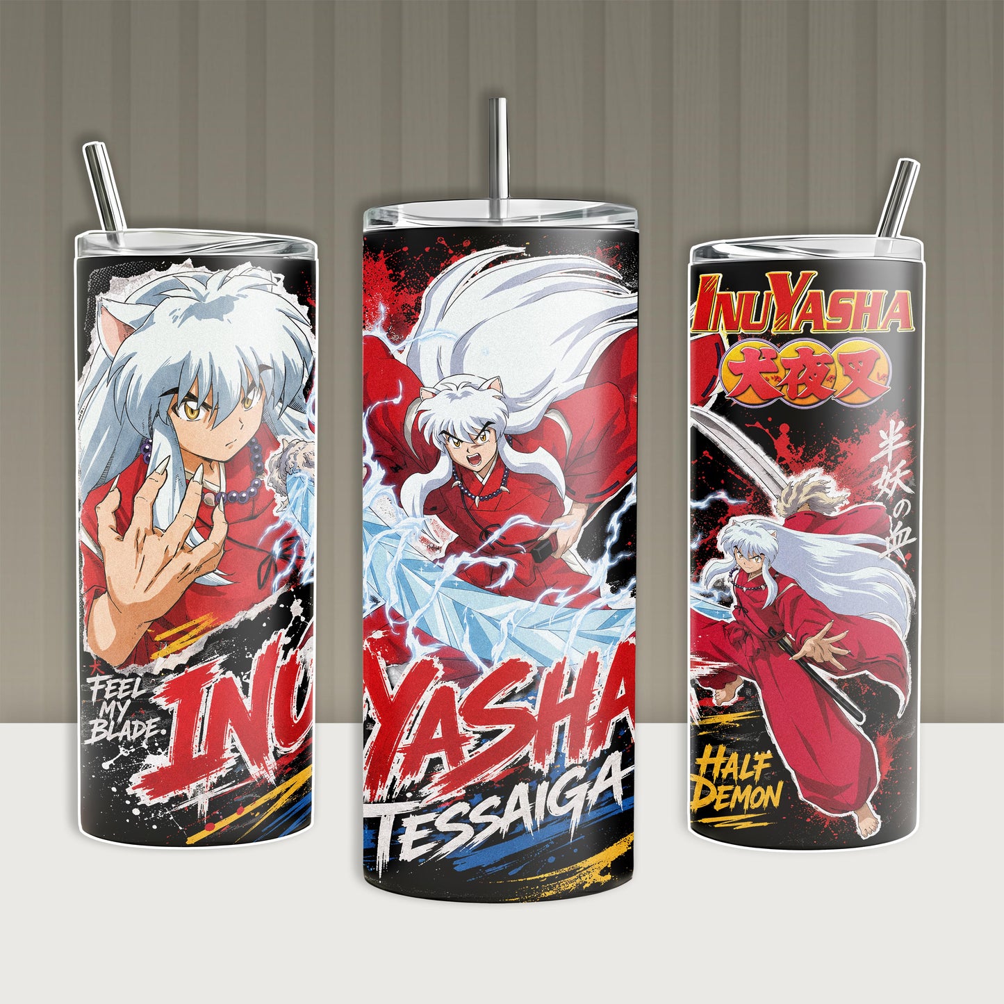 Inuyasha Sesshomaru Anime Tumbler 20oz 40oz with Handle Stainless Steel Insulated Travel Mug Water Bottle with Straw Gift for Fans 90s Retro Manga Otaku Lord Sesshomaru Half Demon Brother Merch Cup
