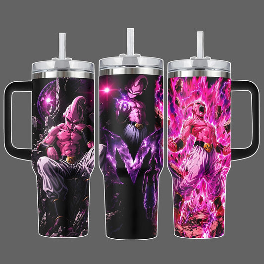 Majin Buu Pink Power Anime Stainless Steel Insulated Tumbler With Handle & Straw Lid 20oz 40oz Full Wrap Dark Energy Cup (Copy)