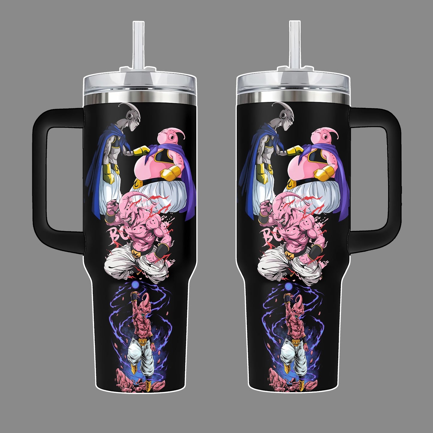 Majin Buu DragonB Anime Stainless Steel Tumbler 20oz 40oz with Handle & Straw | Chaos Absorption Saga Edition