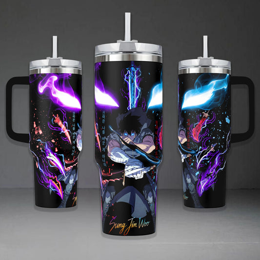 Sung Jin-Woo Arise Solo Leveling Shadow Monarch Anime Printed Insulated Tumbler - 20oz/40oz