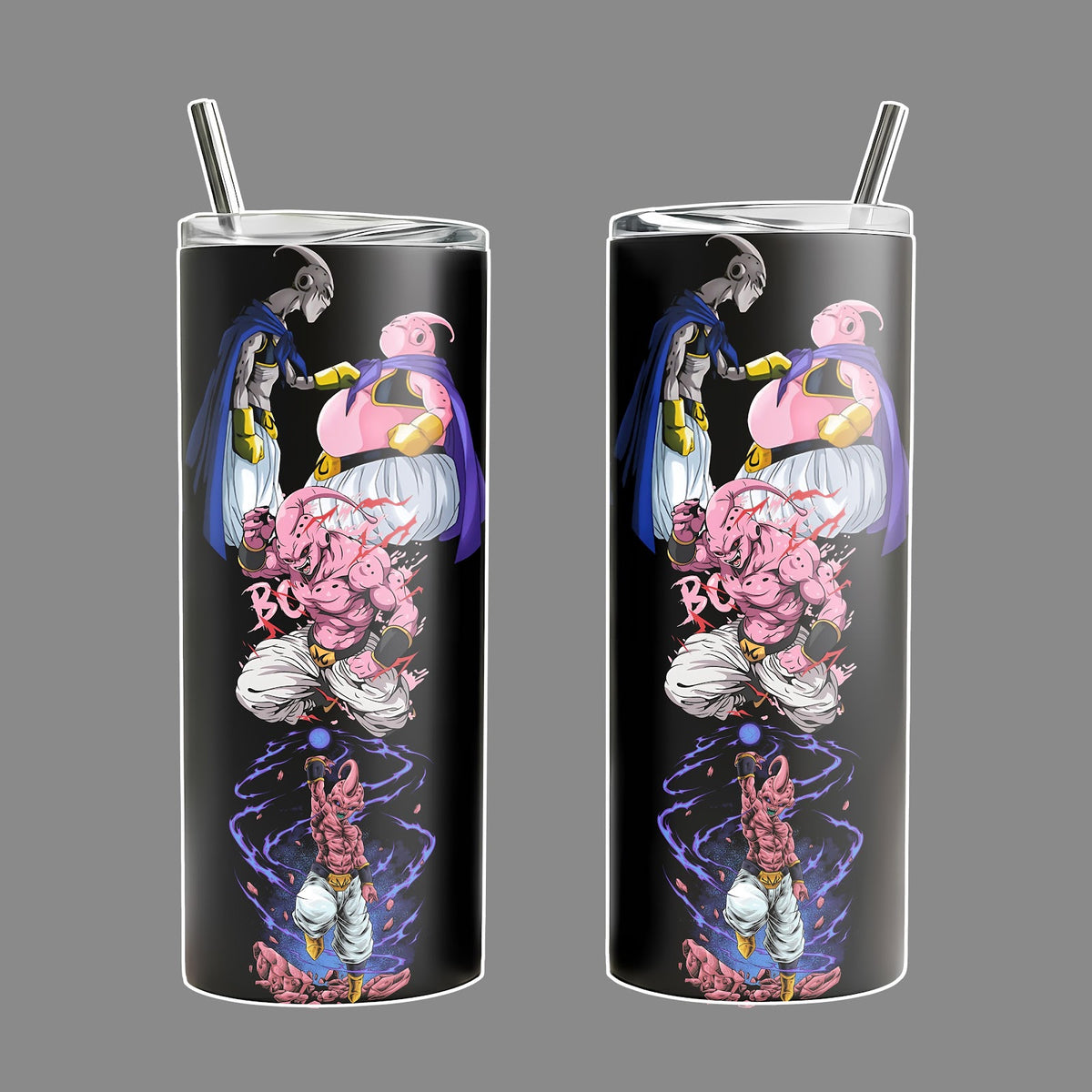 Majin Buu DragonB Anime Stainless Steel Tumbler 20oz 40oz with Handle & Straw | Chaos Absorption Saga Edition