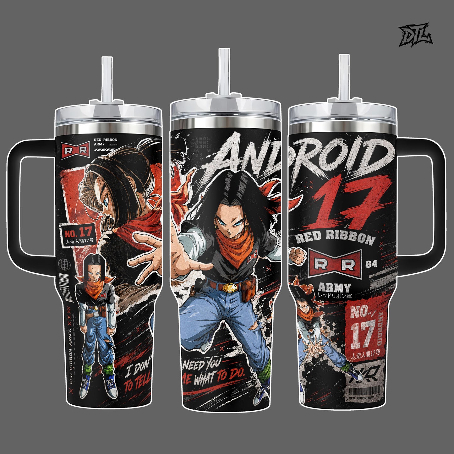 Dragon Ball Z Android 17 Printed Stainless Steel Vacuum Flask - 20oz/40oz Portable Coffee Tumbler