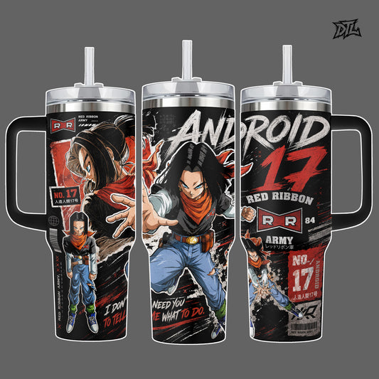 Dragon Ball Z Android 17 Printed Stainless Steel Vacuum Flask - 20oz/40oz Portable Coffee Tumbler